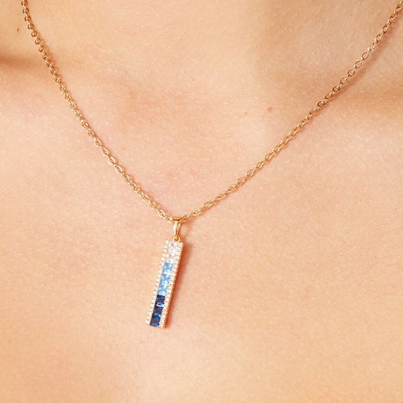 Necklace Vince Camuto gold blue ombre zirconia - Picture 3 of 3